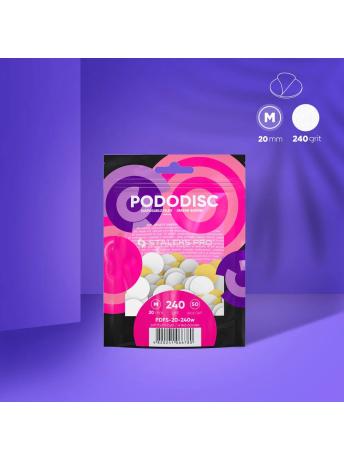 PODODISC STALEKS PRO M Pedkür Disk İçin Yumuşak Tabanlı Yedek Beyaz Törpüler, 240 Grit (50 Adet)